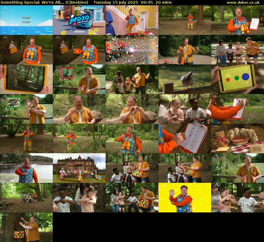 Something Special: We're All... (CBeebies) Tuesday 15 July 2025 09:45 - 10:05