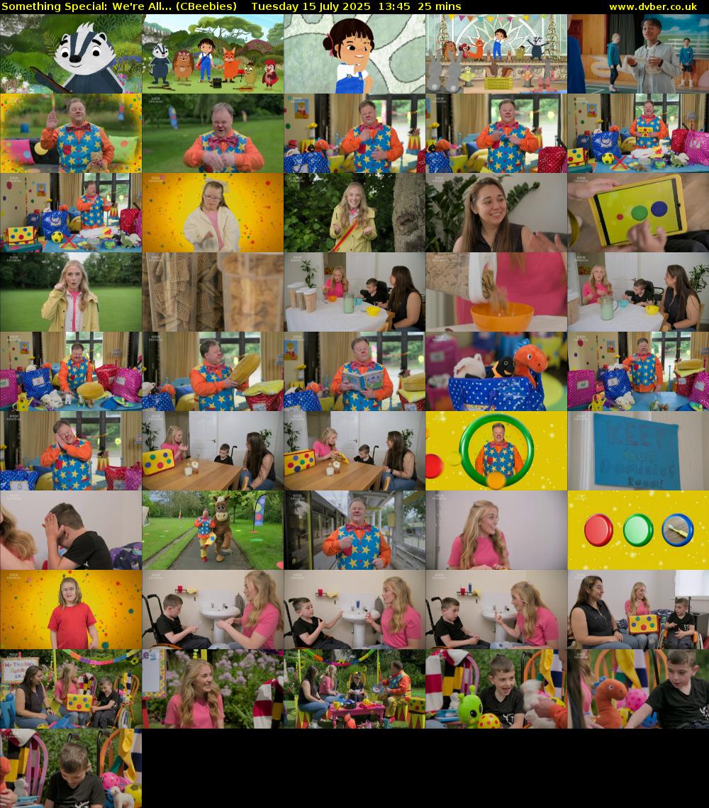 Something Special: We're All... (CBeebies) Tuesday 15 July 2025 13:45 - 14:10
