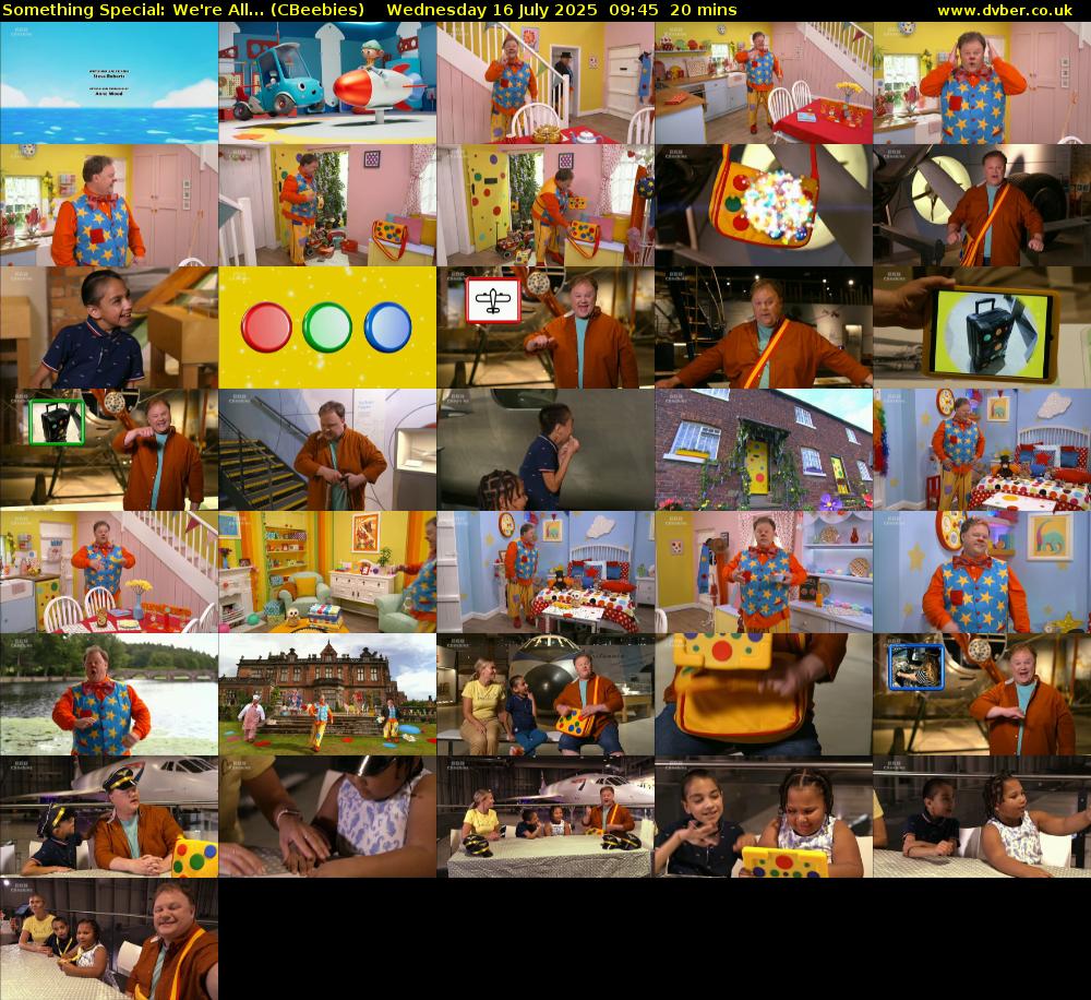 Something Special: We're All... (CBeebies) Wednesday 16 July 2025 09:45 - 10:05