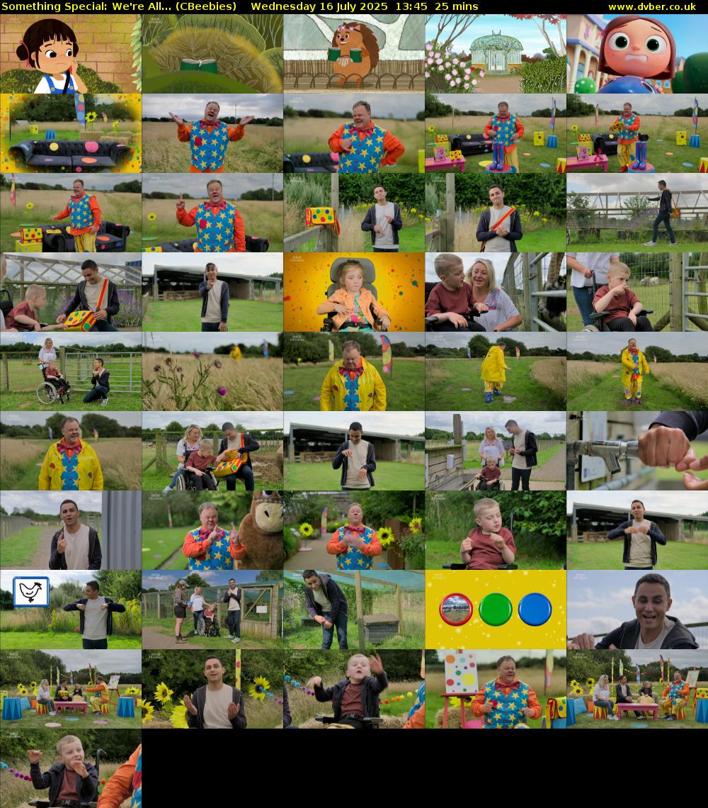 Something Special: We're All... (CBeebies) Wednesday 16 July 2025 13:45 - 14:10