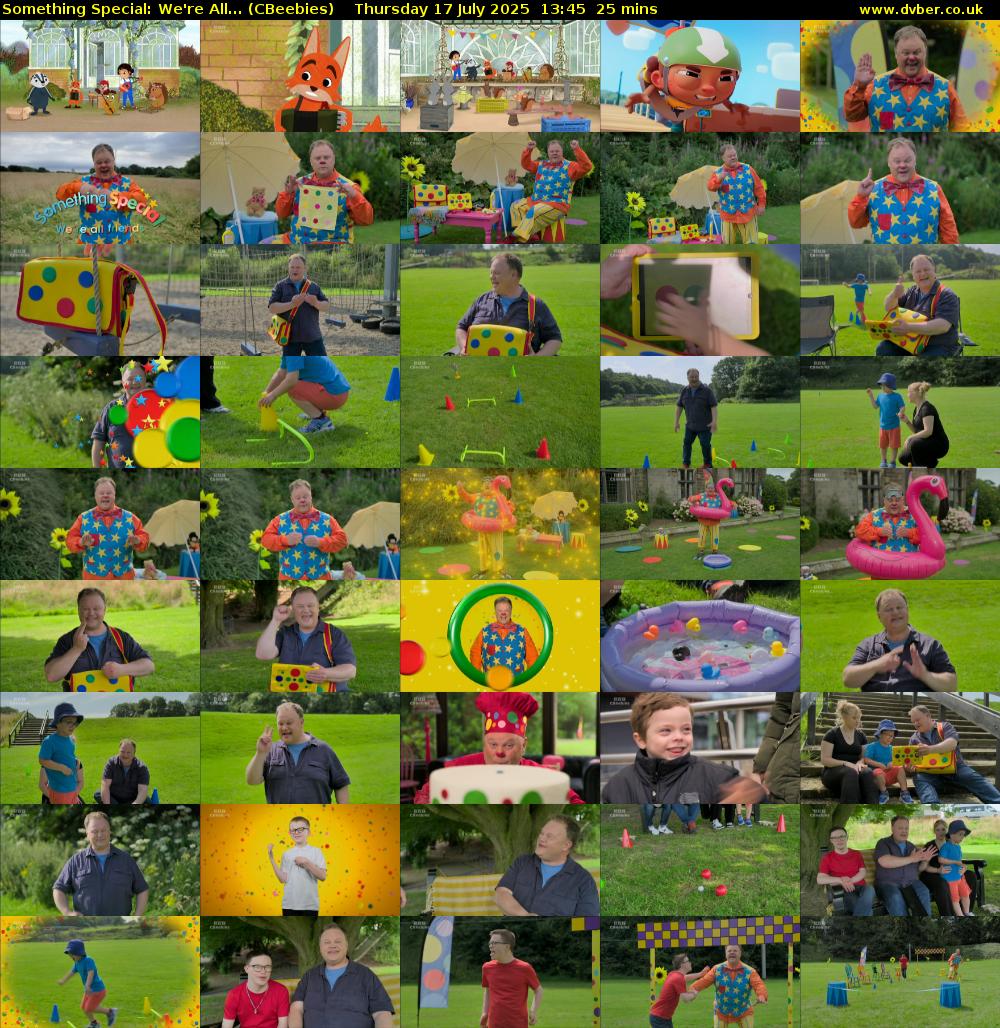 Something Special: We're All... (CBeebies) Thursday 17 July 2025 13:45 - 14:10
