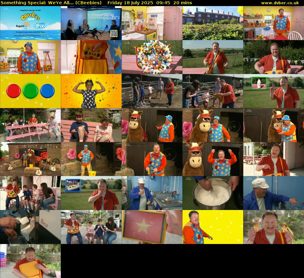 Something Special: We're All... (CBeebies) Friday 18 July 2025 09:45 - 10:05