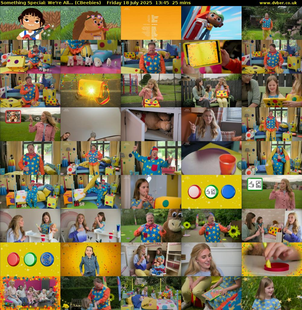 Something Special: We're All... (CBeebies) Friday 18 July 2025 13:45 - 14:10