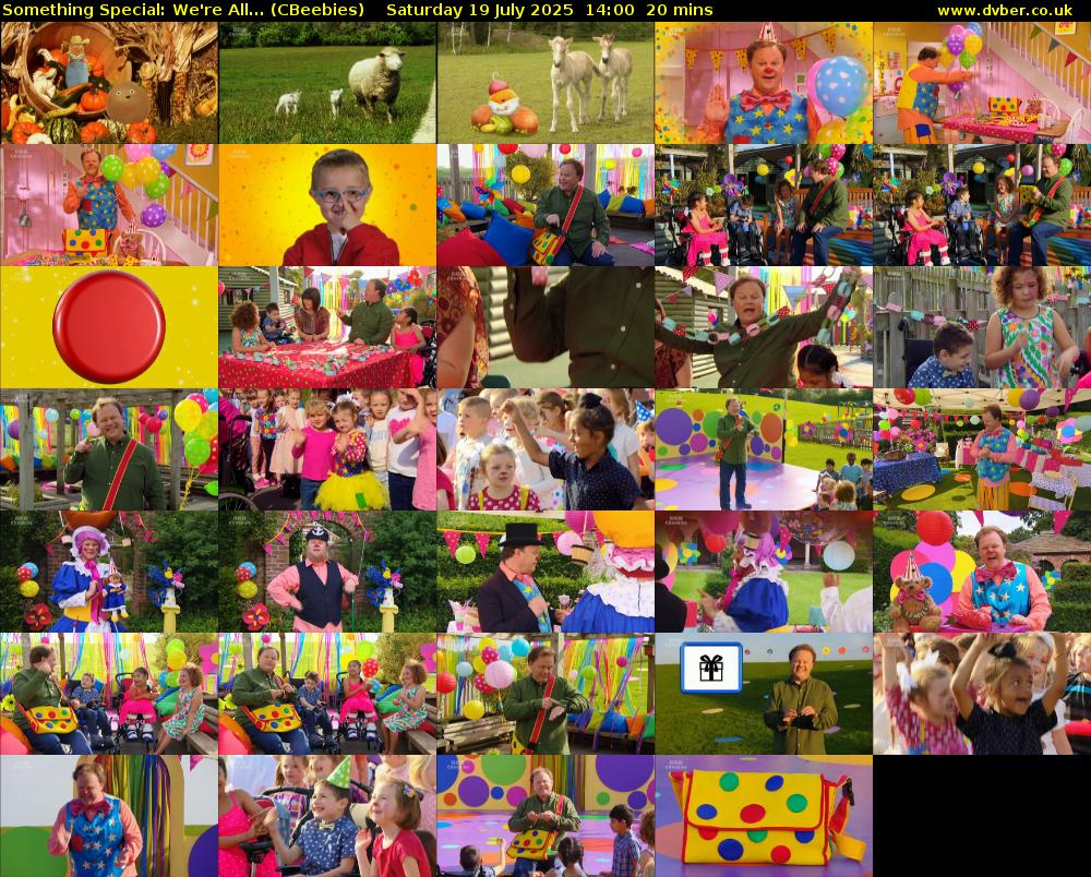 Something Special: We're All... (CBeebies) Saturday 19 July 2025 14:00 - 14:20