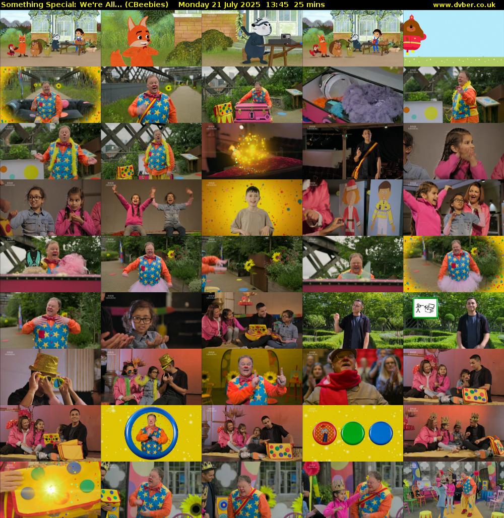 Something Special: We're All... (CBeebies) Monday 21 July 2025 13:45 - 14:10