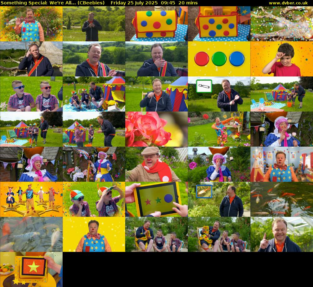 Something Special: We're All... (CBeebies) Friday 25 July 2025 09:45 - 10:05