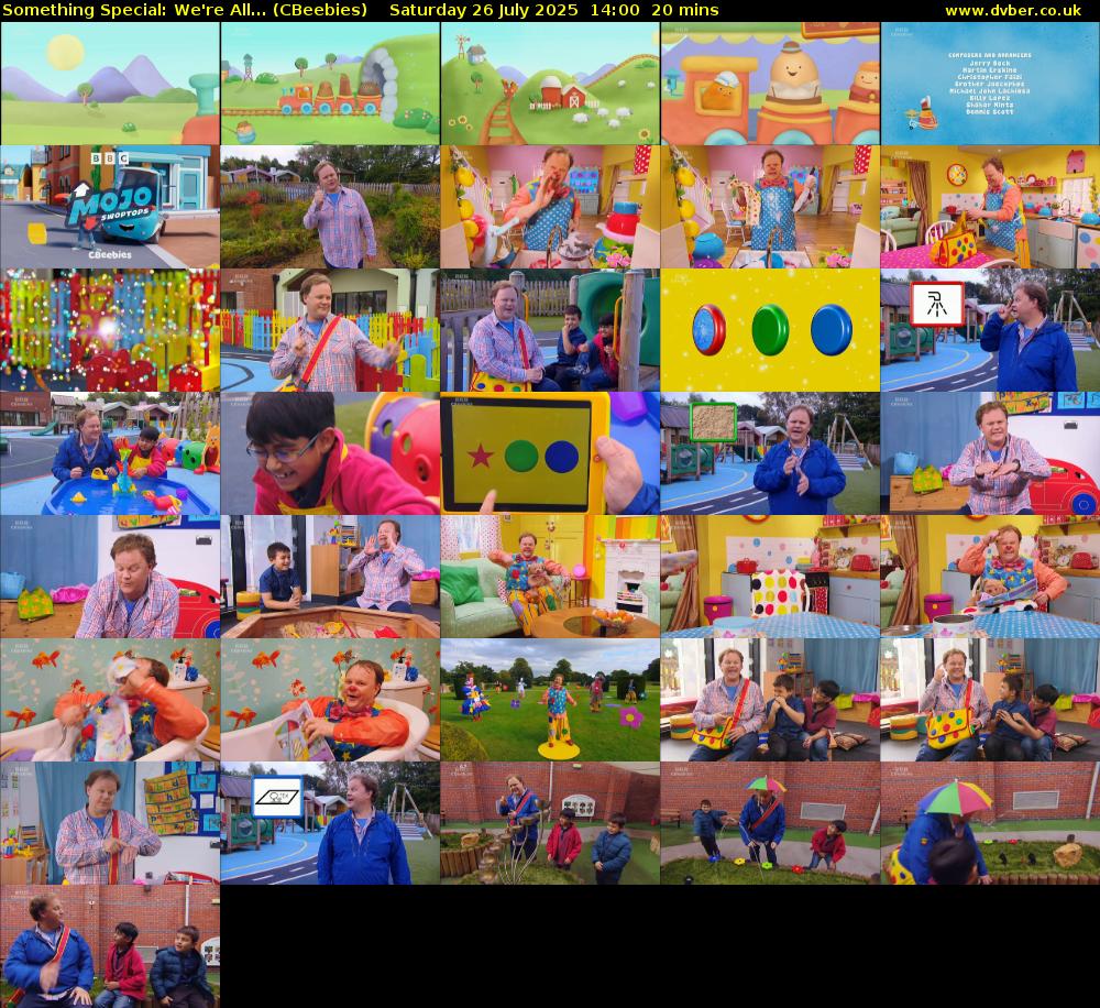 Something Special: We're All... (CBeebies) Saturday 26 July 2025 14:00 - 14:20