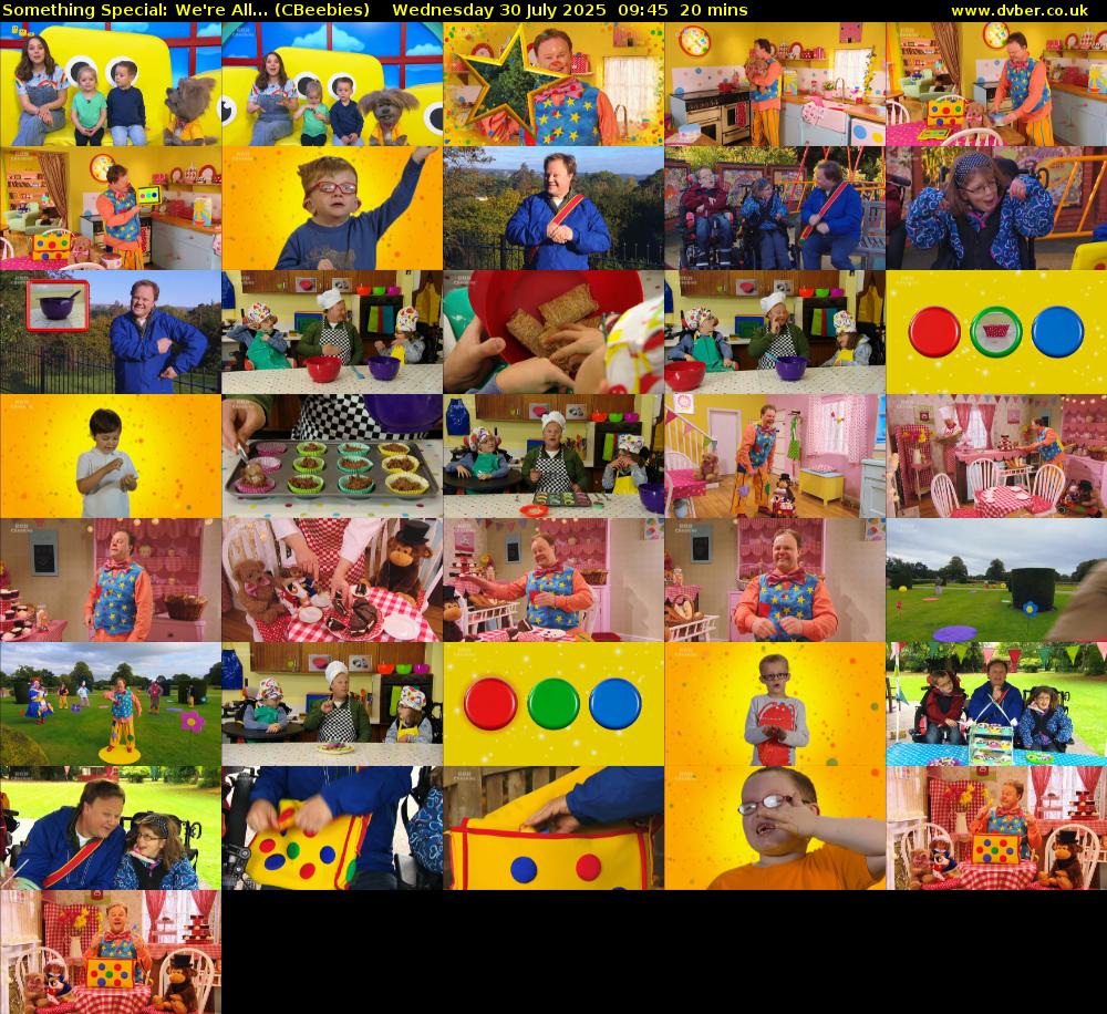 Something Special: We're All... (CBeebies) Wednesday 30 July 2025 09:45 - 10:05