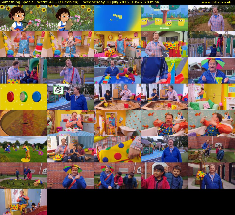 Something Special: We're All... (CBeebies) Wednesday 30 July 2025 13:45 - 14:05