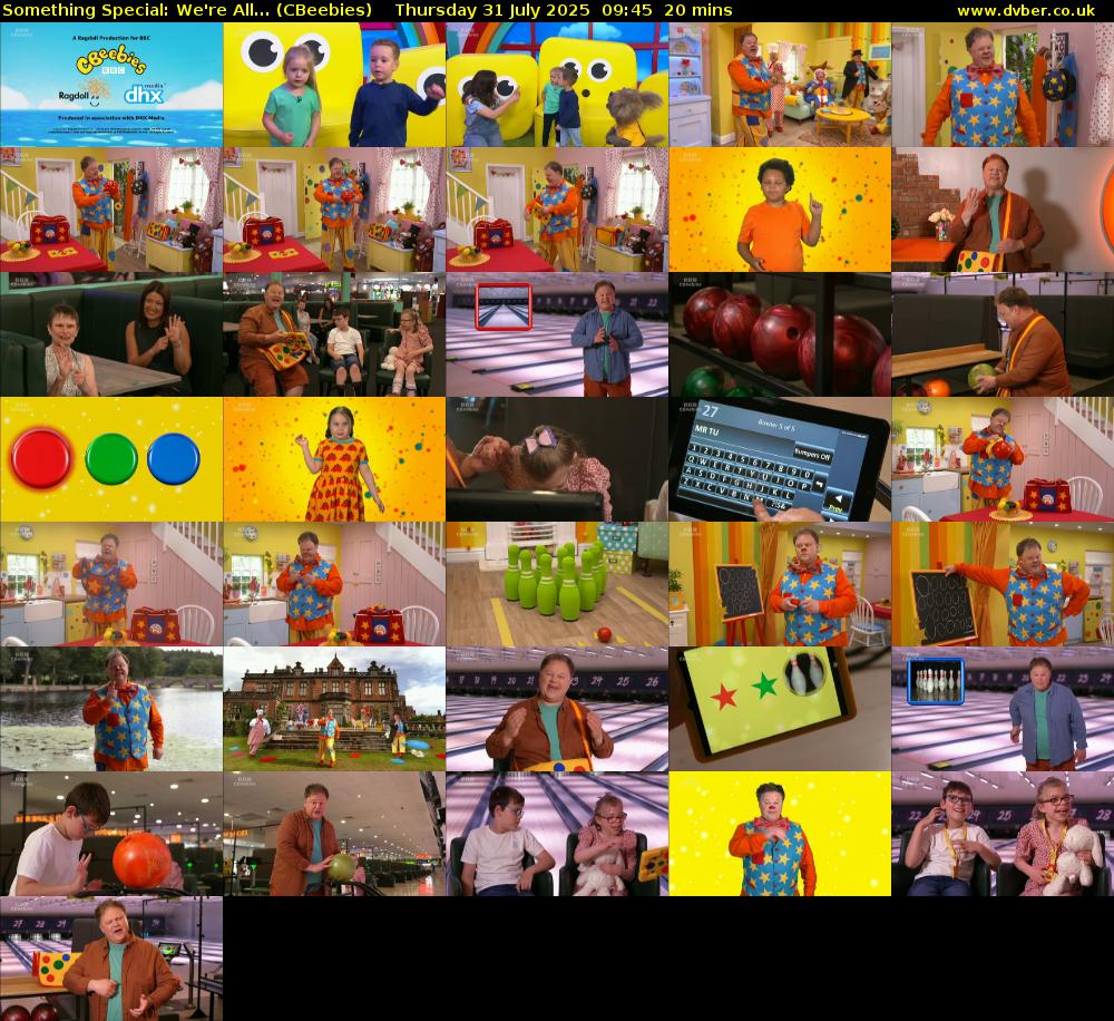 Something Special: We're All... (CBeebies) Thursday 31 July 2025 09:45 - 10:05