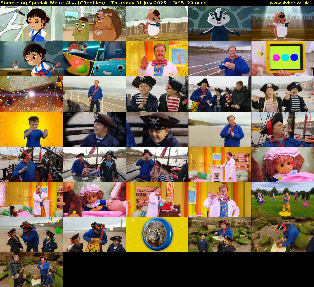 Something Special: We're All... (CBeebies) Thursday 31 July 2025 13:45 - 14:05