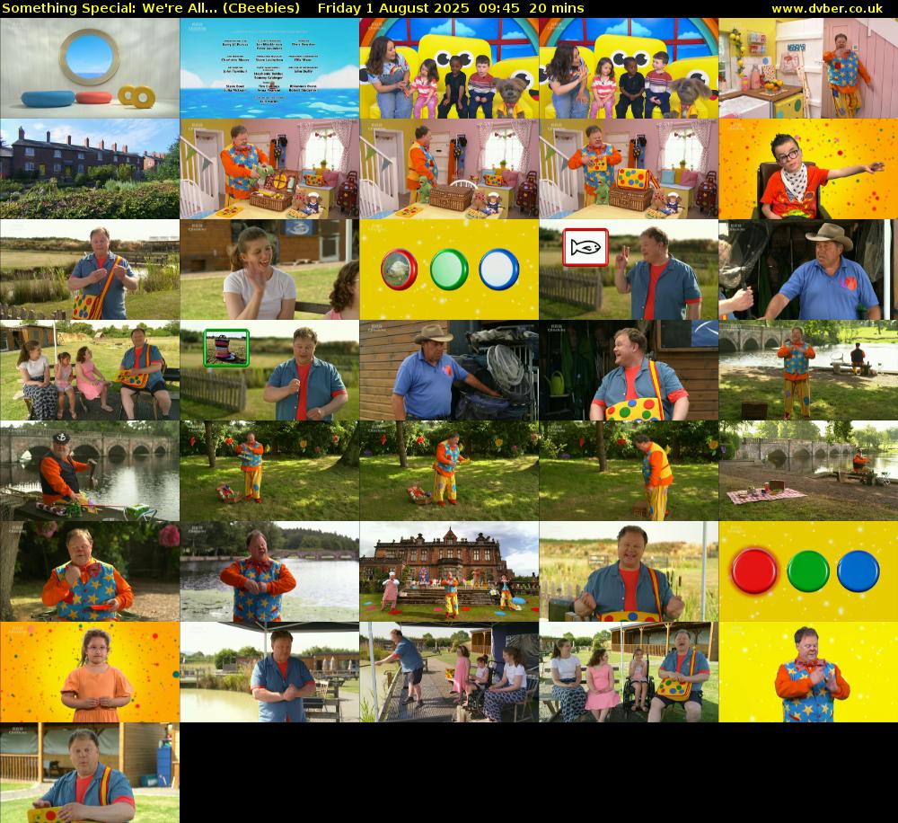 Something Special: We're All... (CBeebies) Friday 1 August 2025 09:45 - 10:05