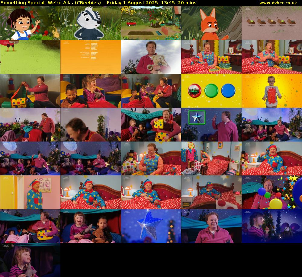 Something Special: We're All... (CBeebies) Friday 1 August 2025 13:45 - 14:05