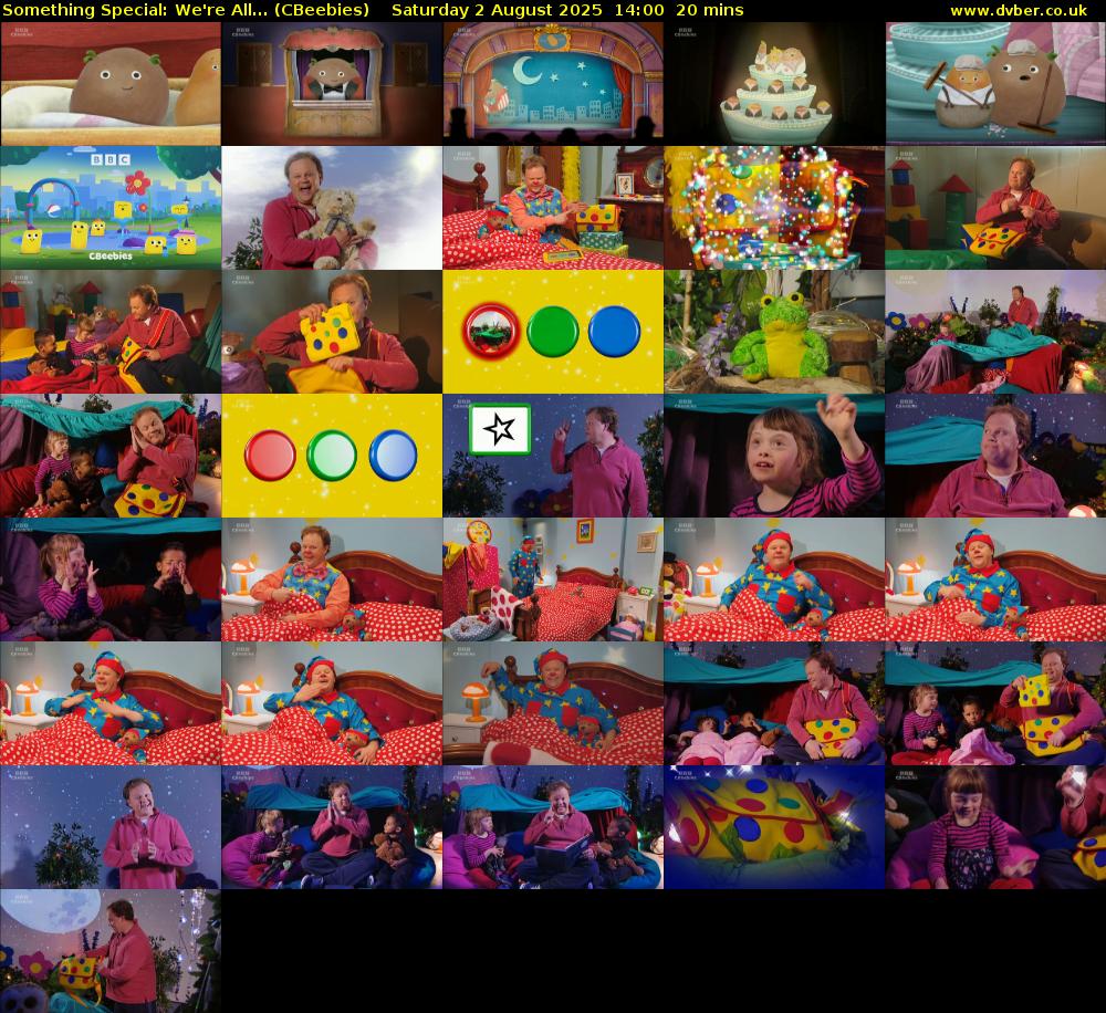 Something Special: We're All... (CBeebies) Saturday 2 August 2025 14:00 - 14:20