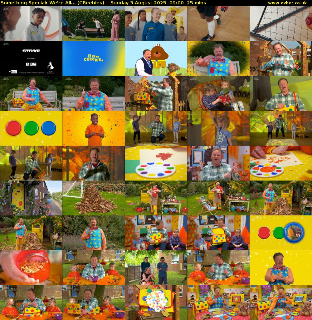 Something Special: We're All... (CBeebies) Sunday 3 August 2025 09:00 - 09:25