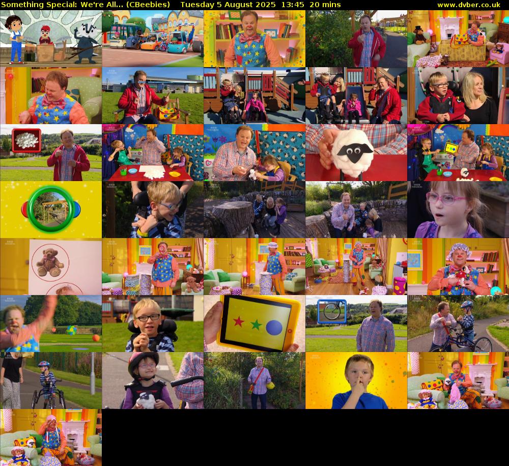 Something Special: We're All... (CBeebies) Tuesday 5 August 2025 13:45 - 14:05