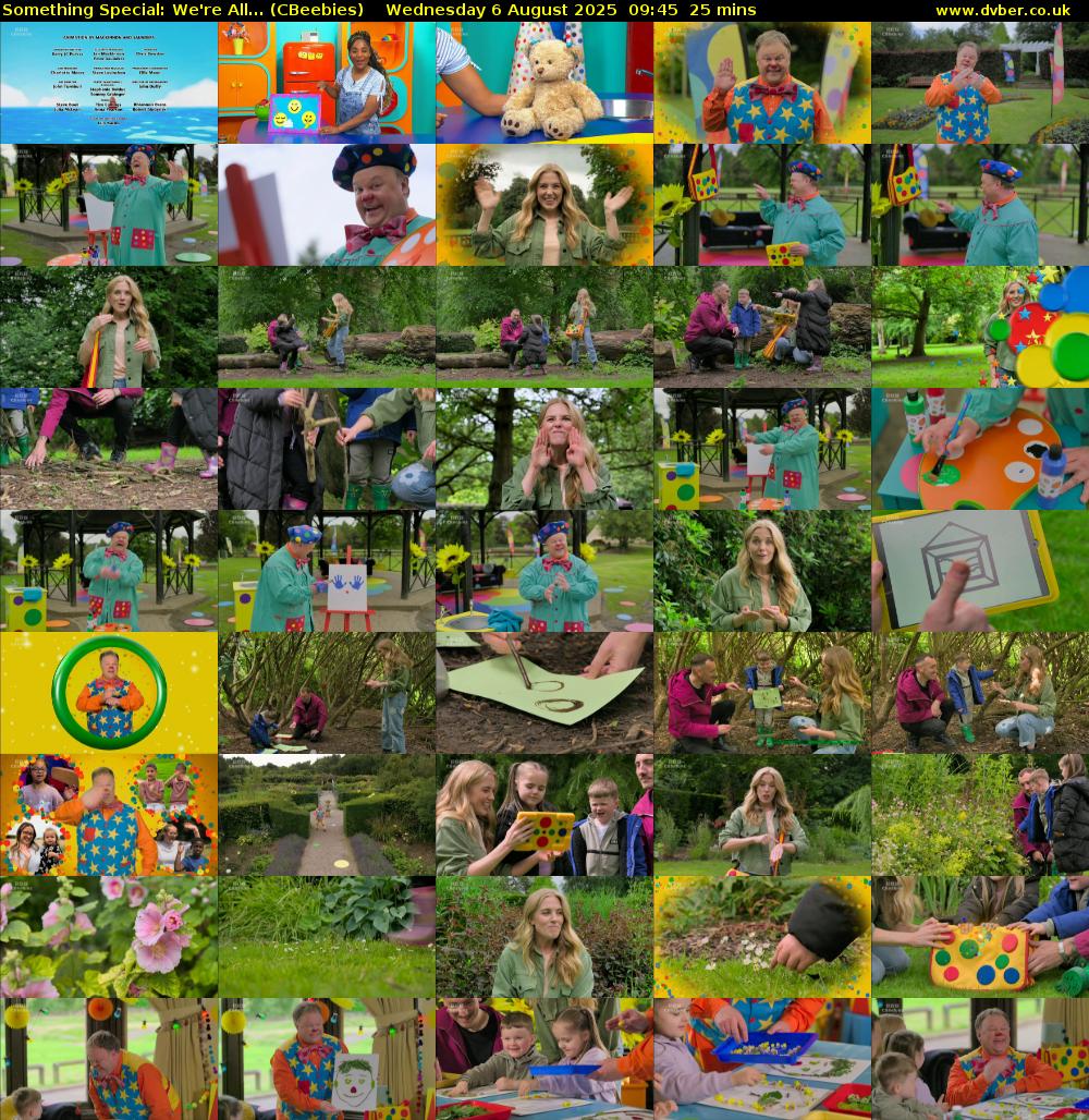 Something Special: We're All... (CBeebies) Wednesday 6 August 2025 09:45 - 10:10