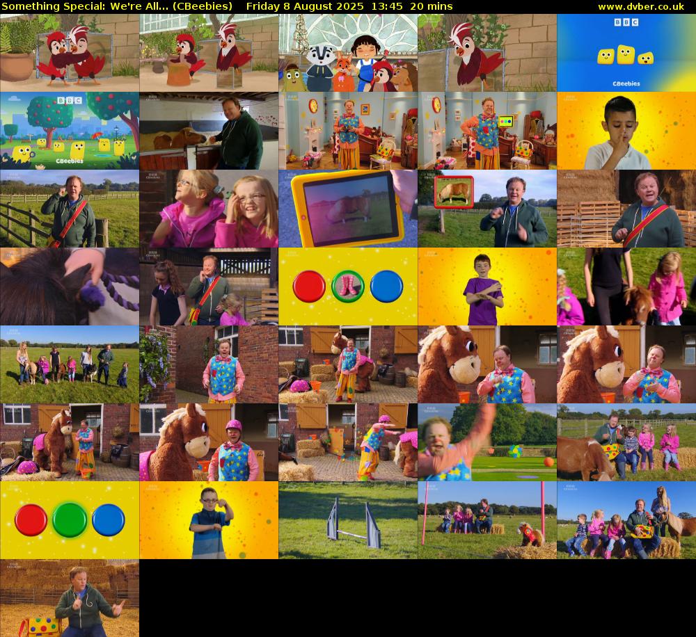 Something Special: We're All... (CBeebies) Friday 8 August 2025 13:45 - 14:05