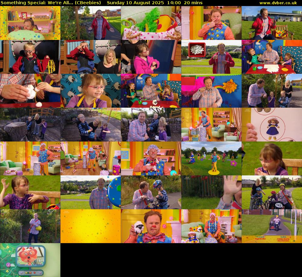 Something Special: We're All... (CBeebies) Sunday 10 August 2025 14:00 - 14:20