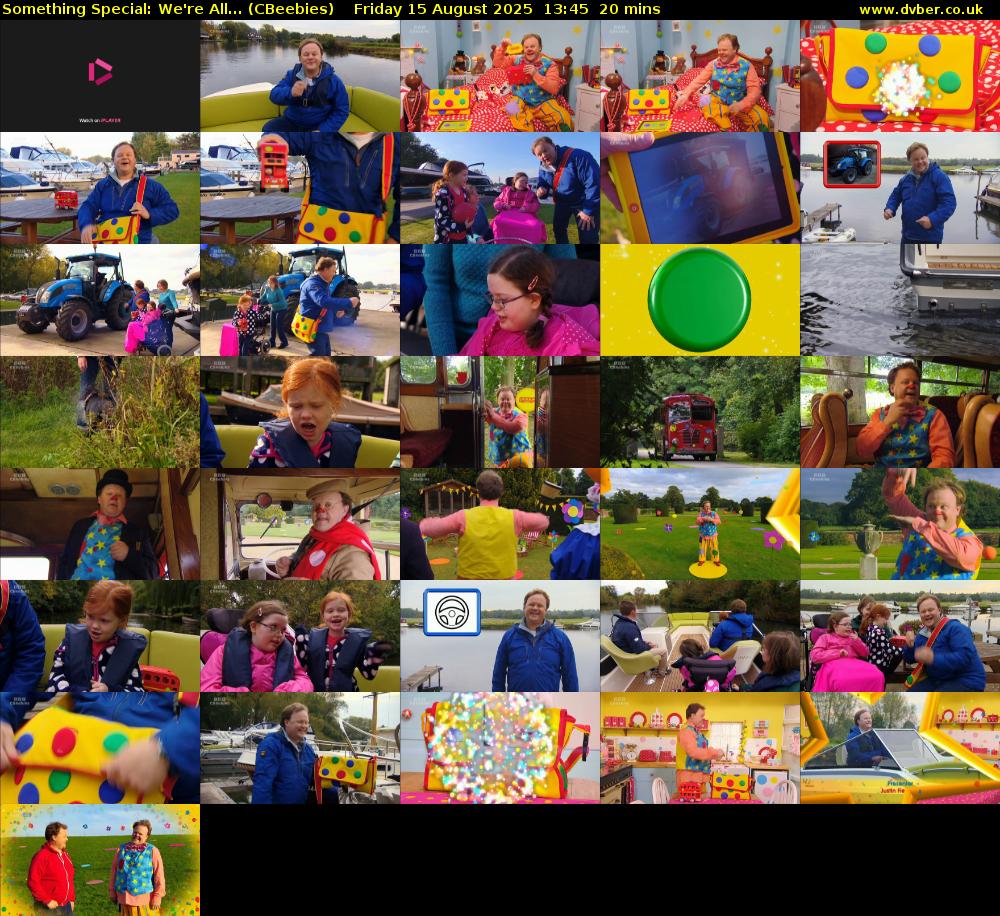 Something Special: We're All... (CBeebies) Friday 15 August 2025 13:45 - 14:05