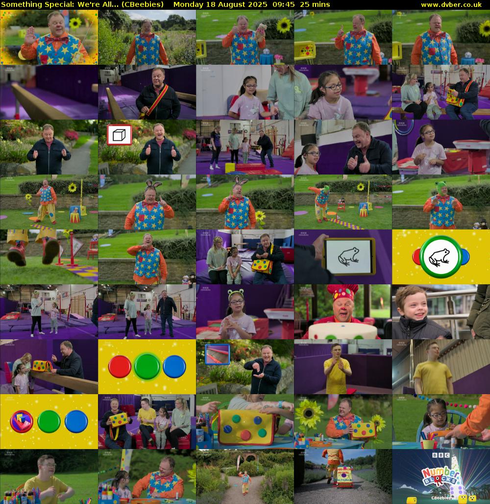 Something Special: We're All... (CBeebies) Monday 18 August 2025 09:45 - 10:10