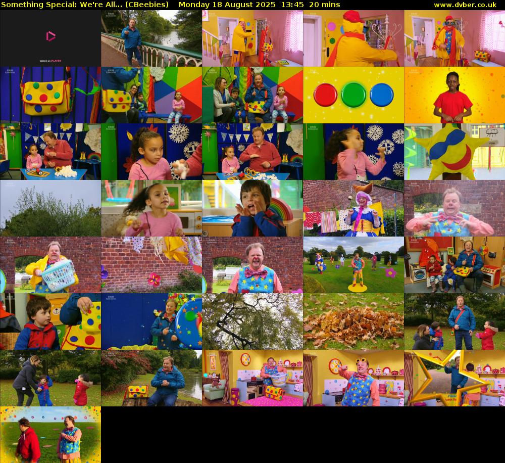 Something Special: We're All... (CBeebies) Monday 18 August 2025 13:45 - 14:05