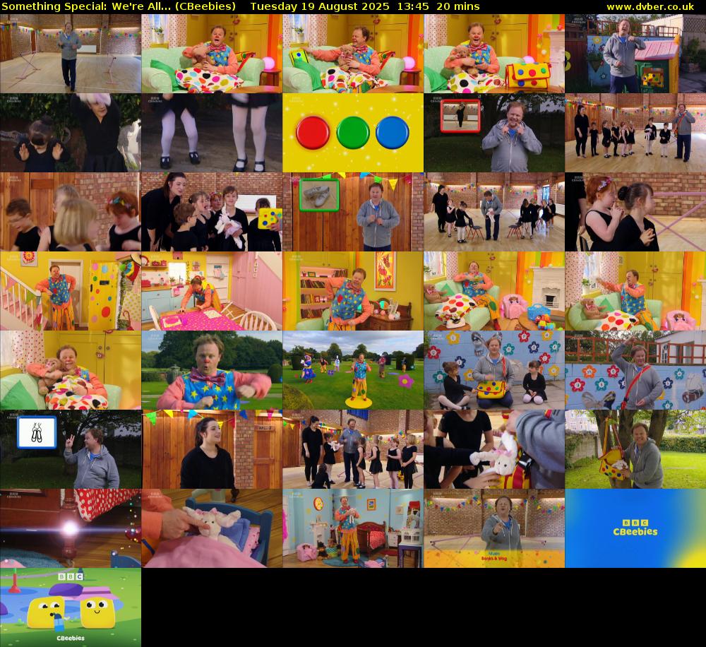 Something Special: We're All... (CBeebies) Tuesday 19 August 2025 13:45 - 14:05