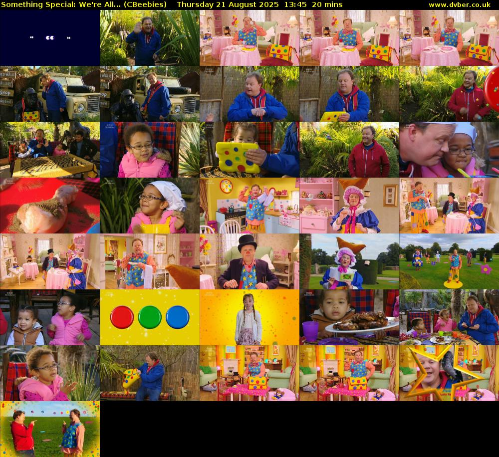 Something Special: We're All... (CBeebies) Thursday 21 August 2025 13:45 - 14:05
