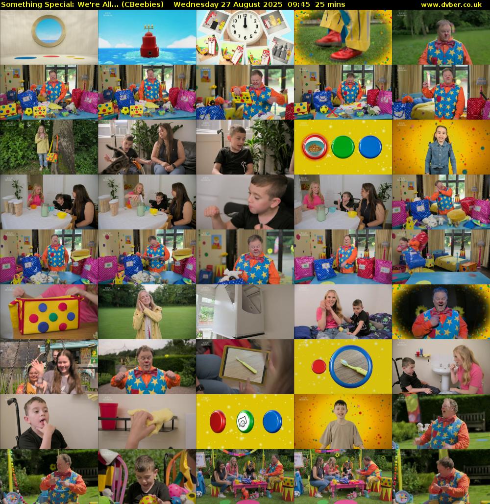 Something Special: We're All... (CBeebies) Wednesday 27 August 2025 09:45 - 10:10
