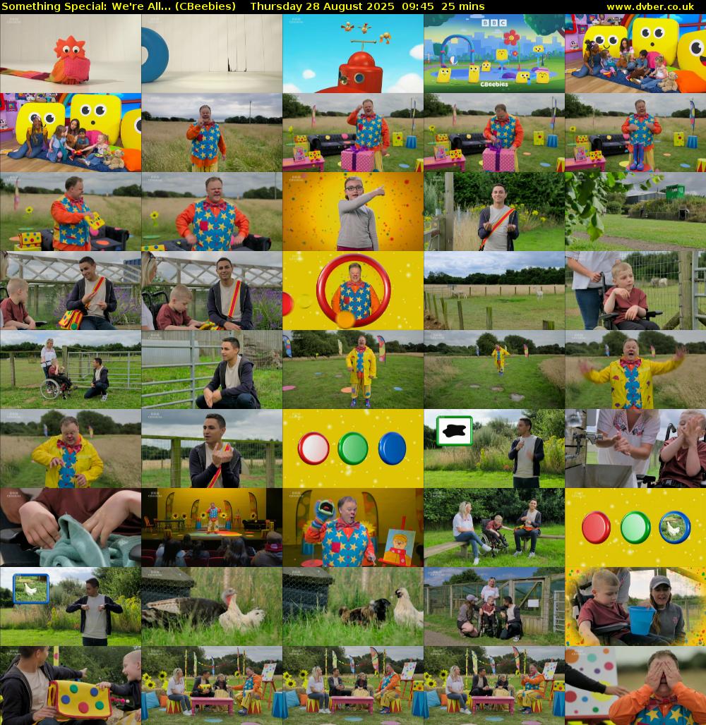 Something Special: We're All... (CBeebies) Thursday 28 August 2025 09:45 - 10:10