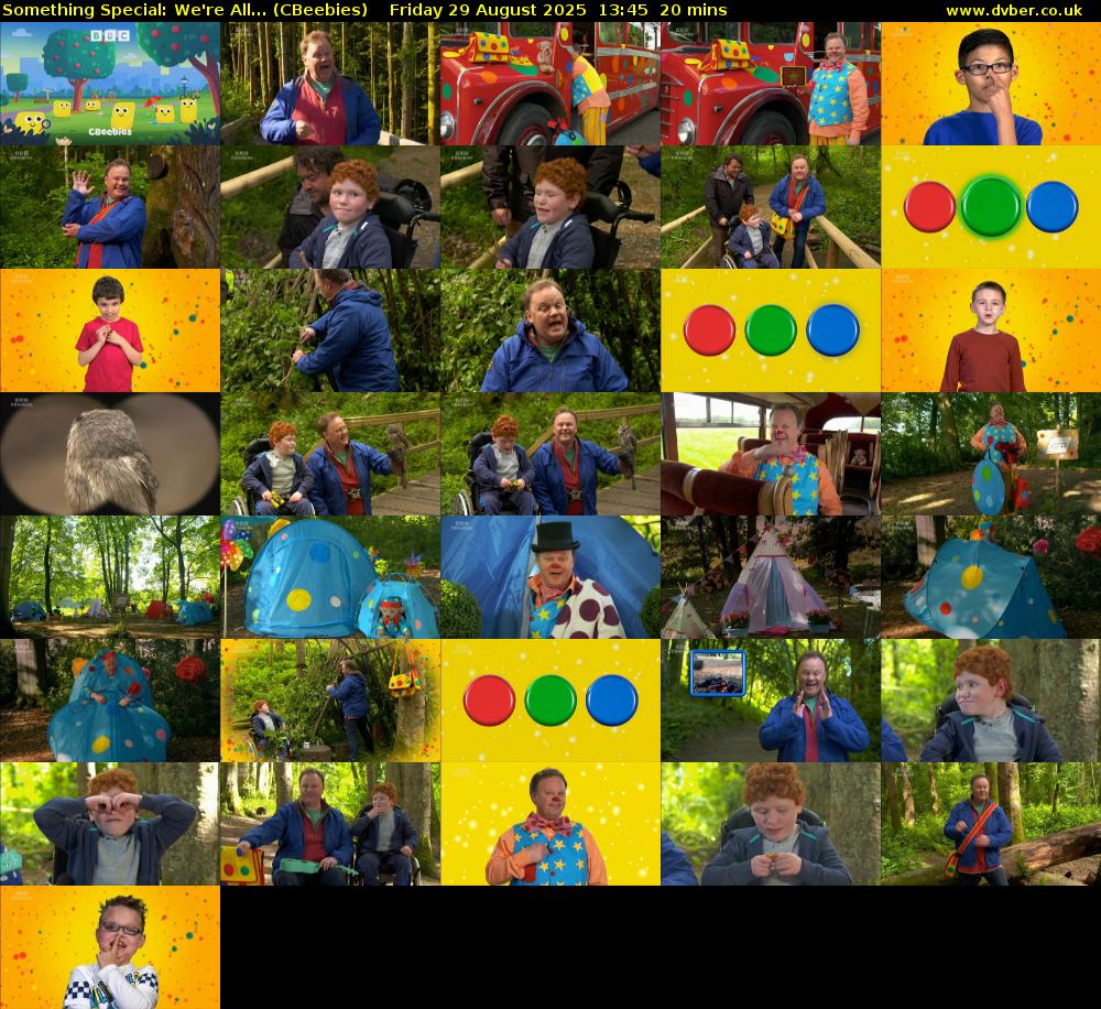 Something Special: We're All... (CBeebies) Friday 29 August 2025 13:45 - 14:05