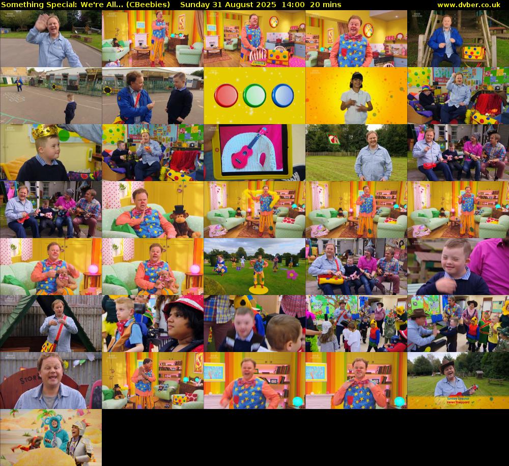 Something Special: We're All... (CBeebies) Sunday 31 August 2025 14:00 - 14:20