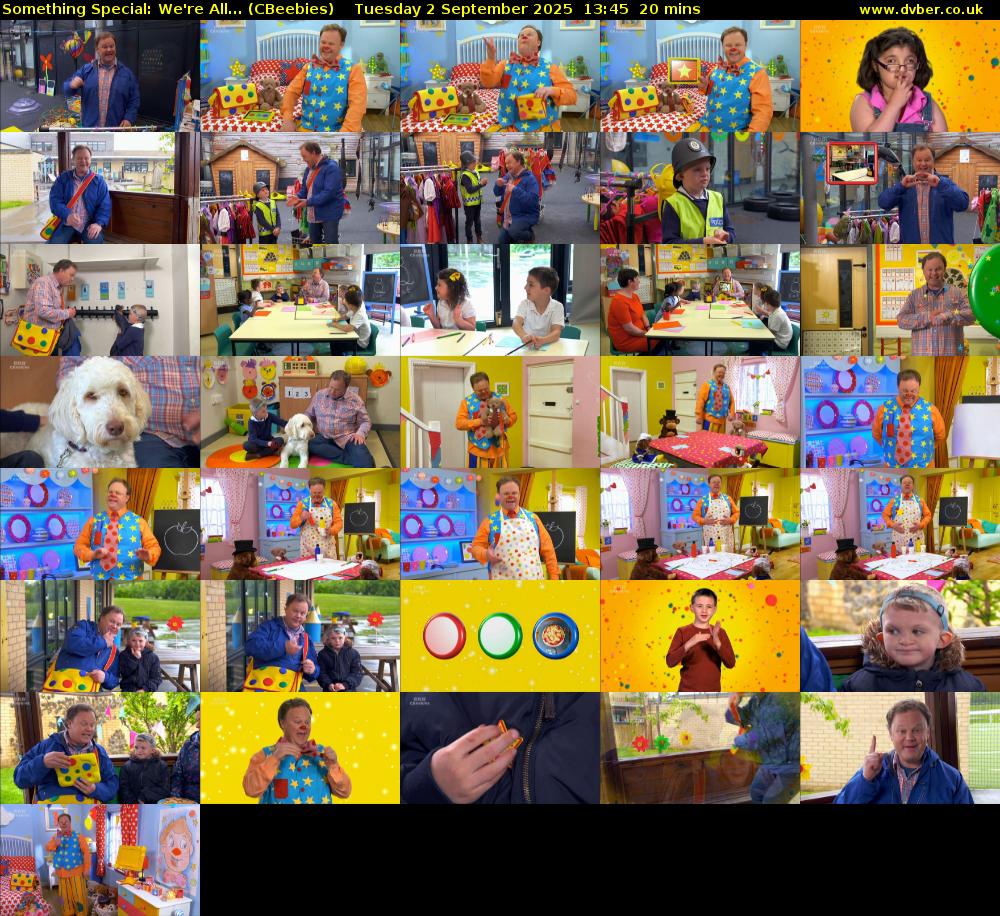 Something Special: We're All... (CBeebies) Tuesday 2 September 2025 13:45 - 14:05