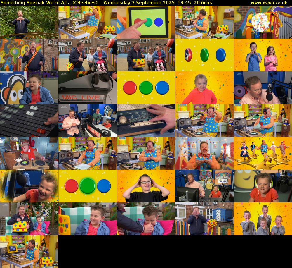 Something Special: We're All... (CBeebies) Wednesday 3 September 2025 13:45 - 14:05