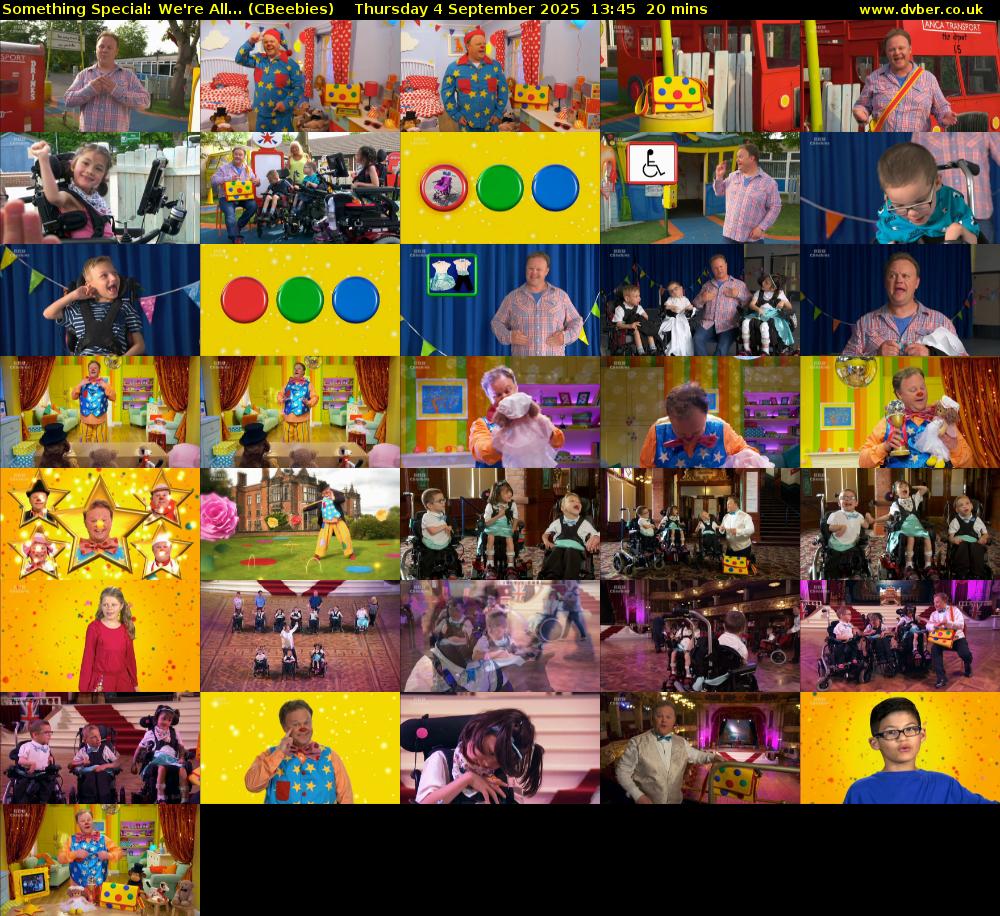 Something Special: We're All... (CBeebies) Thursday 4 September 2025 13:45 - 14:05