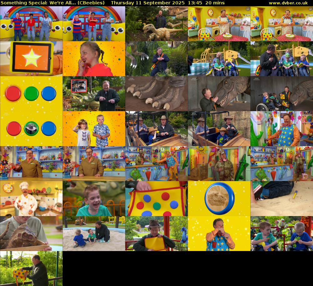 Something Special: We're All... (CBeebies) Thursday 11 September 2025 13:45 - 14:05
