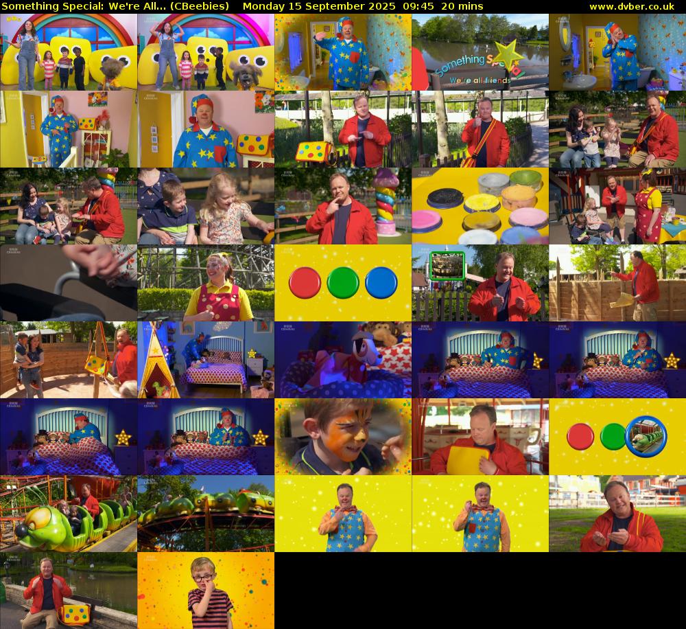 Something Special: We're All... (CBeebies) Monday 15 September 2025 09:45 - 10:05