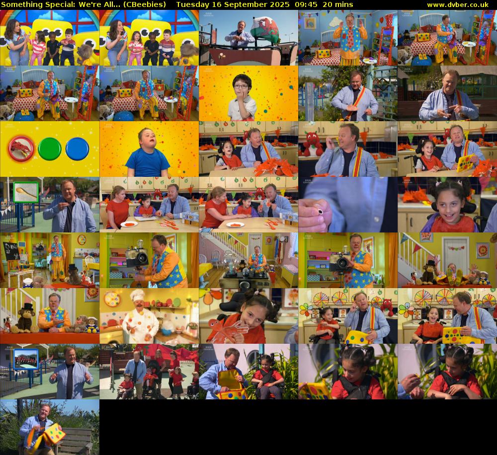 Something Special: We're All... (CBeebies) Tuesday 16 September 2025 09:45 - 10:05