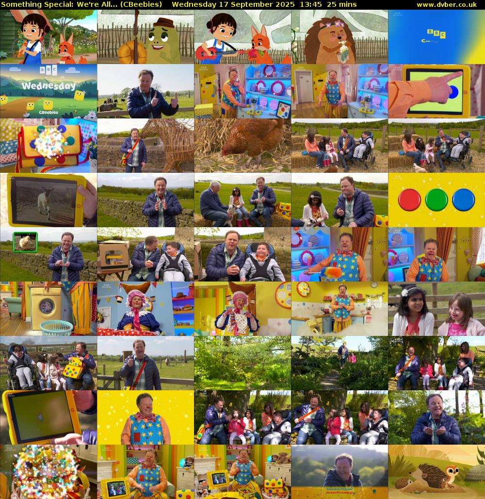 Something Special: We're All... (CBeebies) Wednesday 17 September 2025 13:45 - 14:10