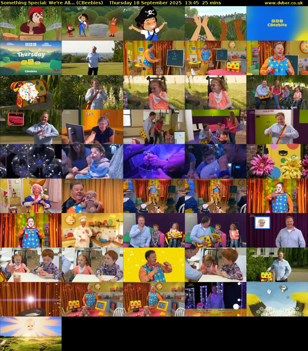 Something Special: We're All... (CBeebies) Thursday 18 September 2025 13:45 - 14:10