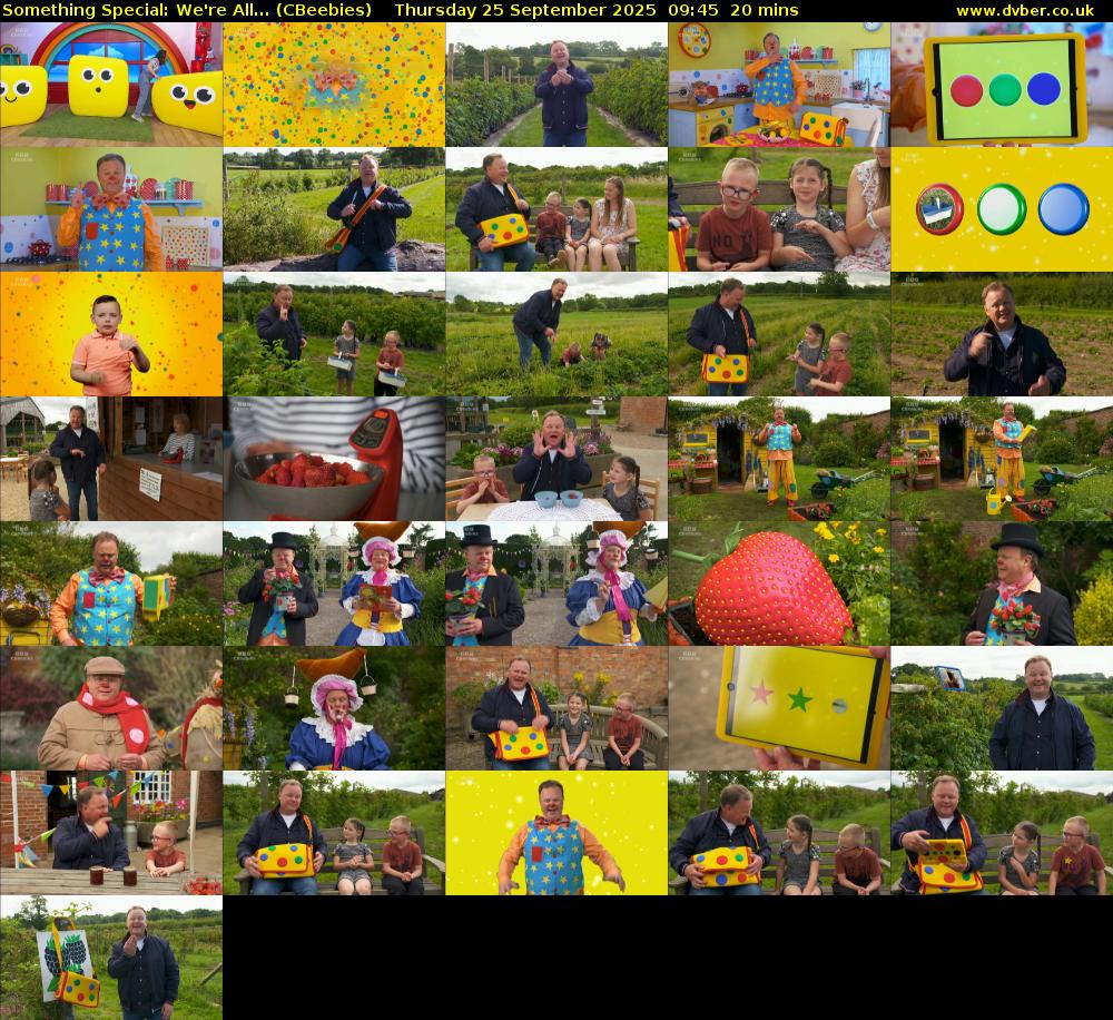 Something Special: We're All... (CBeebies) Thursday 25 September 2025 09:45 - 10:05