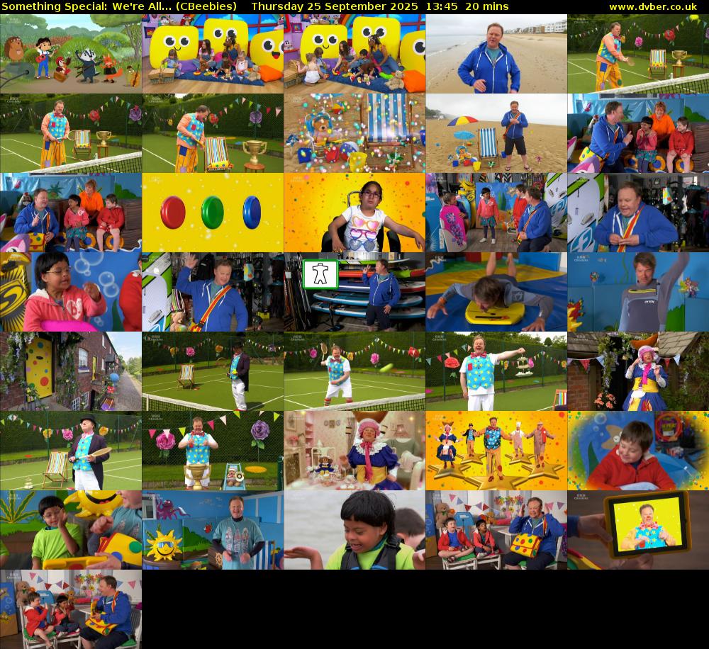 Something Special: We're All... (CBeebies) Thursday 25 September 2025 13:45 - 14:05