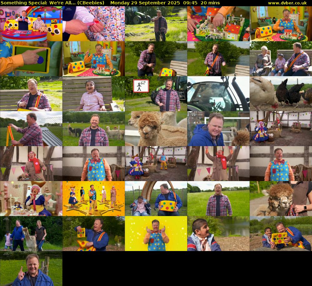 Something Special: We're All... (CBeebies) Monday 29 September 2025 09:45 - 10:05