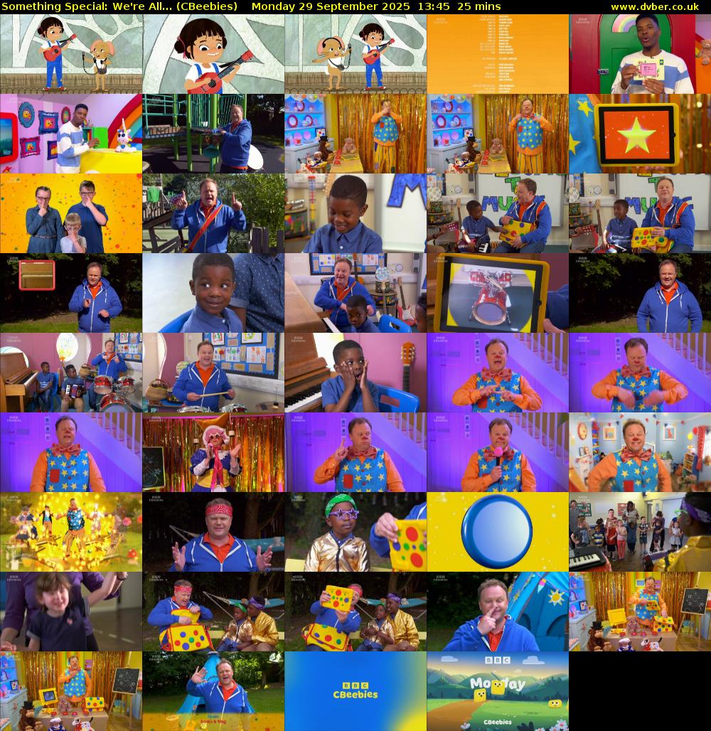 Something Special: We're All... (CBeebies) Monday 29 September 2025 13:45 - 14:10
