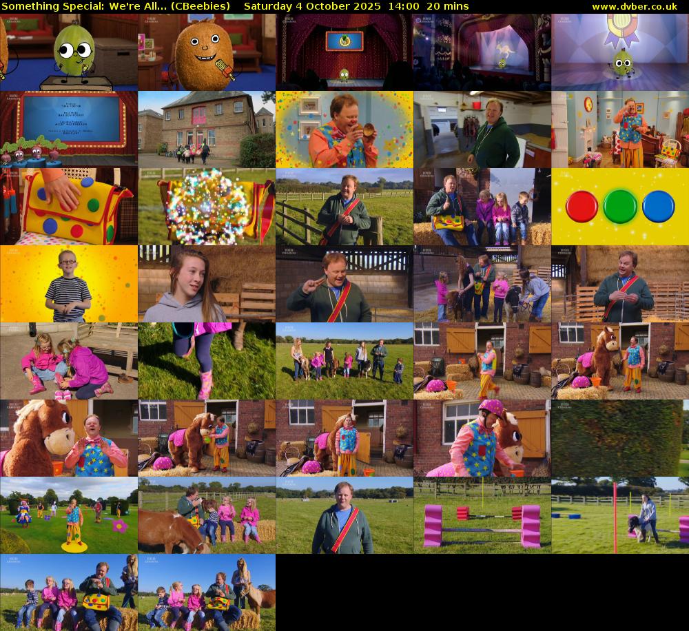 Something Special: We're All... (CBeebies) Saturday 4 October 2025 14:00 - 14:20