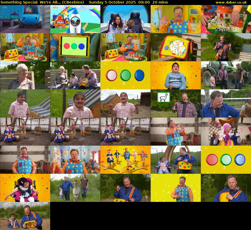 Something Special: We're All... (CBeebies) Sunday 5 October 2025 09:00 - 09:20