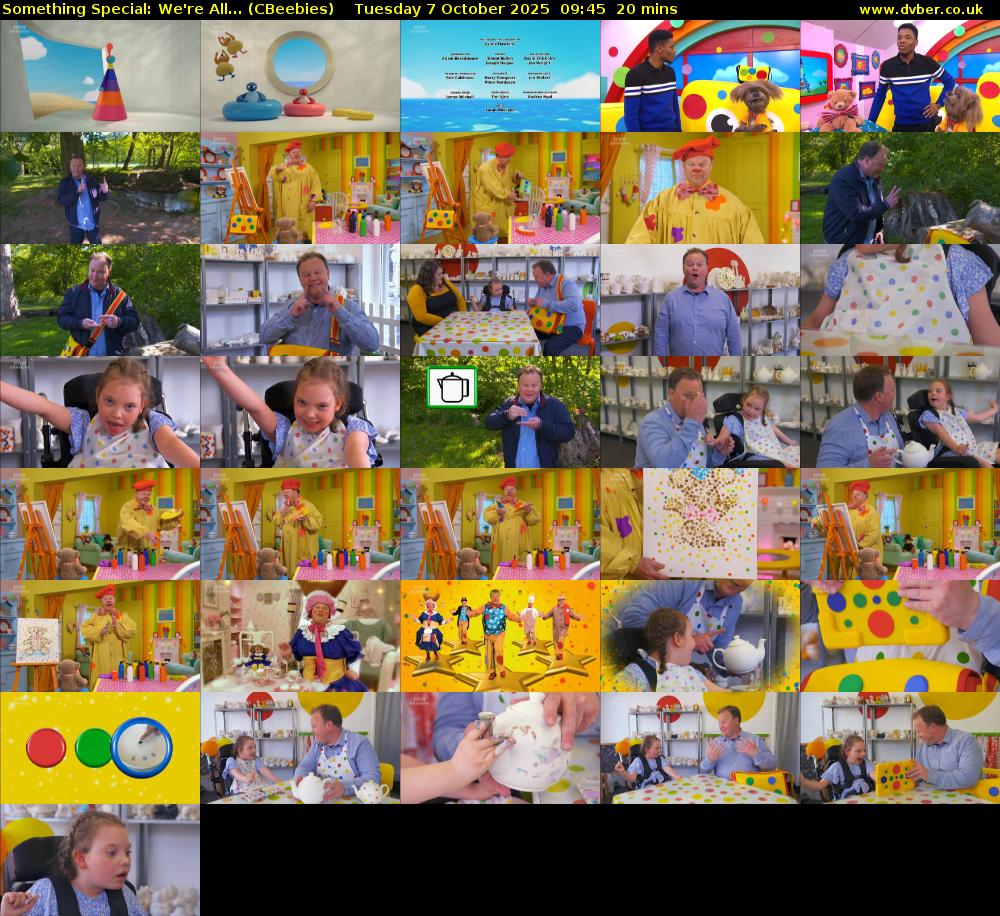 Something Special: We're All... (CBeebies) Tuesday 7 October 2025 09:45 - 10:05