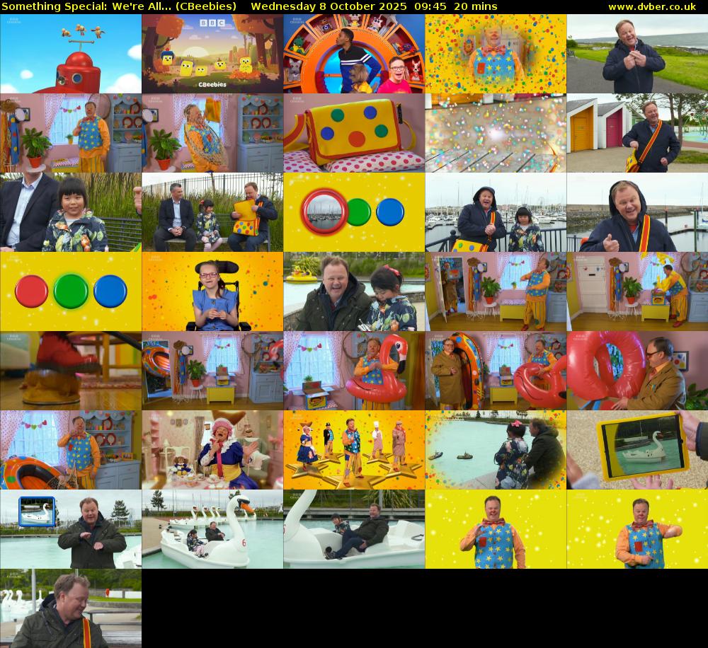 Something Special: We're All... (CBeebies) Wednesday 8 October 2025 09:45 - 10:05