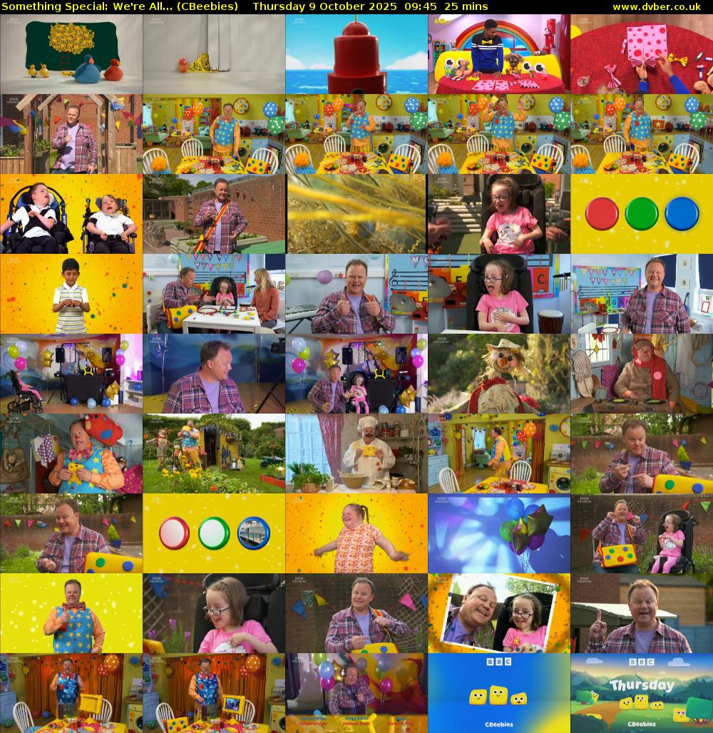 Something Special: We're All... (CBeebies) Thursday 9 October 2025 09:45 - 10:10