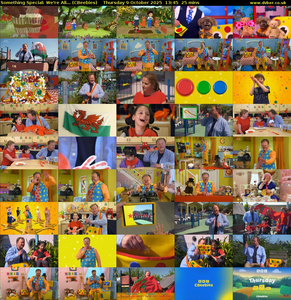 Something Special: We're All... (CBeebies) Thursday 9 October 2025 13:45 - 14:10